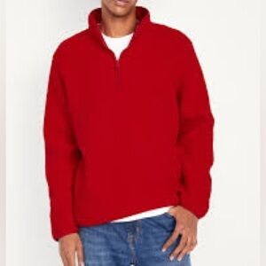 NWT Old Navy Size XXL (Unisex) True Red Fleece Quarter Zip Pullover